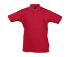 SOLS Kids Unisex Summer II Pique Polo Shirt (Red) - PC362