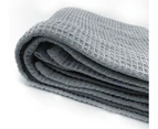 Premium 100% Egyptian Cotton Waffle Blanket Throw 350GSM Charcoal Single/Double, Queen/ King