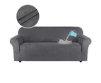 Water Repellent Sofa Covers Luxury Suede Couch Cover High Stretch Soft Slipcover Lounge Cover, 1/2/3 Seater, Grey - Grey