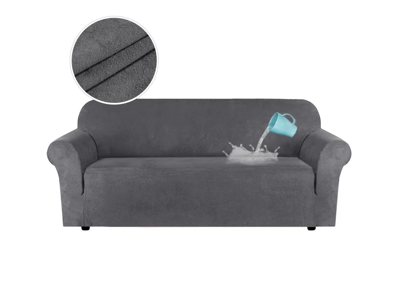 Water Repellent Sofa Covers Luxury Suede Couch Cover High Stretch Soft Slipcover Lounge Cover, 1/2/3 Seater, Grey - Grey