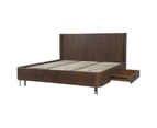 Calissa King Bed Frame Brown Plywood Oak & Steel - Brown Dark Walnut
