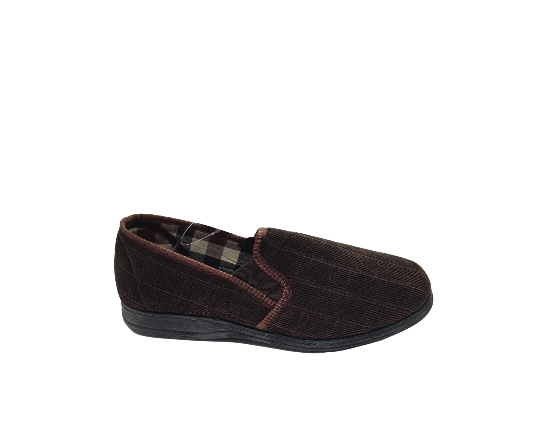 Grosby Blake Mens Slippers Slip On Elastic Gusset Slipper Memory Foam insole - Brown