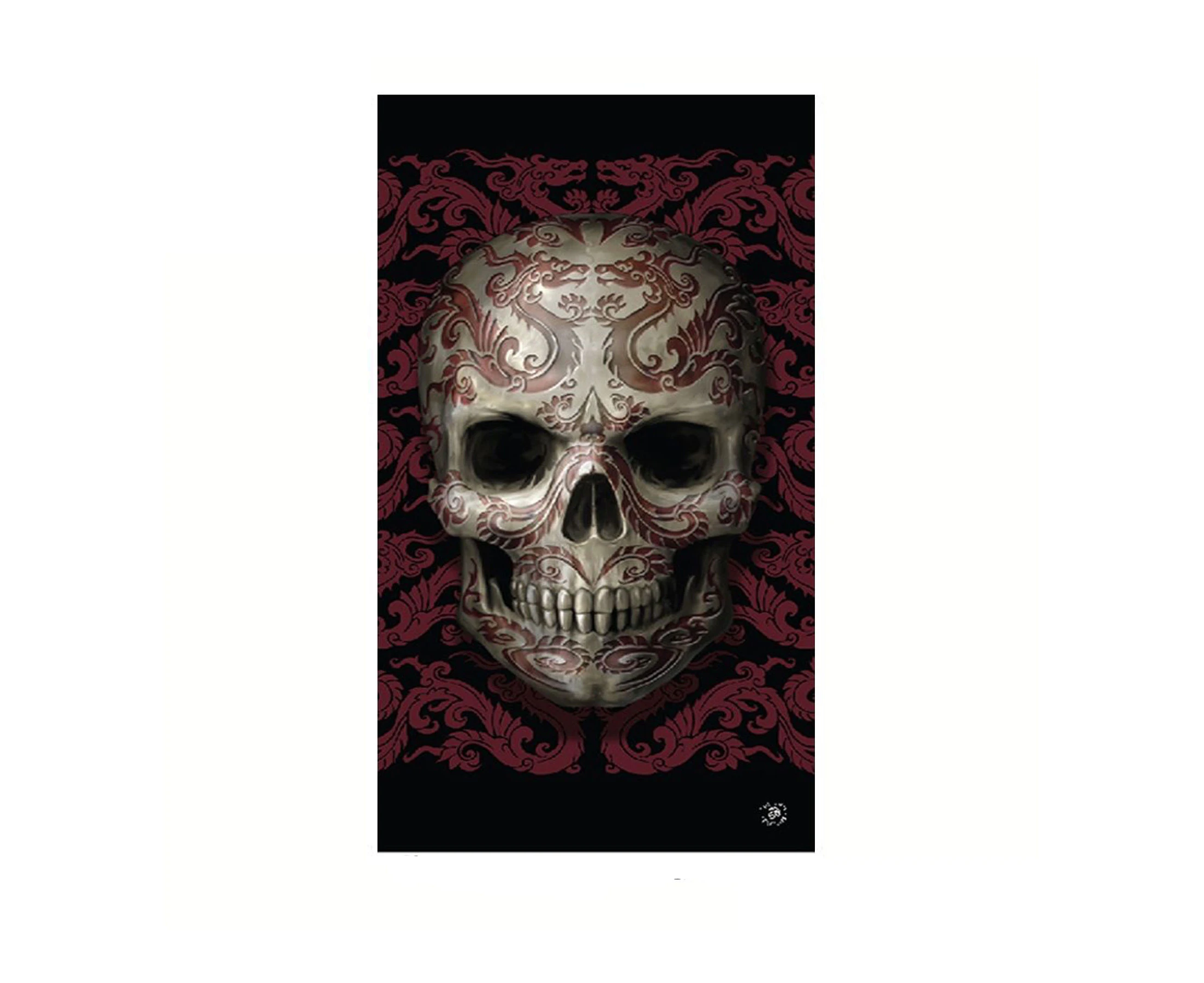 Oriental Skull Beach Towel 75 x 150 cm by Anne Stoke