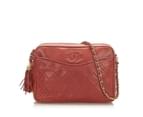 Chanel Preloved CC Lambskin Leather Crossbody Bag Women Red - Designer - Pre-Loved 1