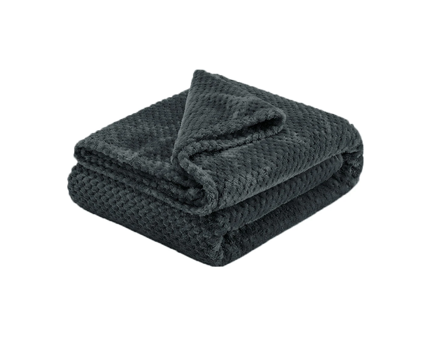 Soft Diamond Fleece Throw Rug/Blanket Charcoal