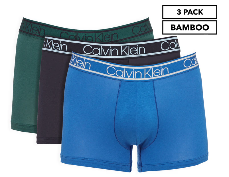 Calvin Klein Men's Bamboo Comfort Trunks 3-Pack - Navy/Blue/Green |  