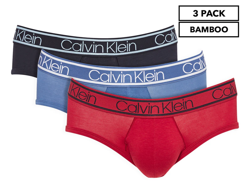 Calvin Klein Men's Bamboo Comfort Hip Briefs 3-Pack - Navy/Blue/Red