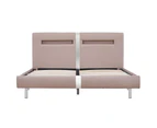 Queen Bed Frame with LED Cappuccino Upholstered Bed Bedroom Furniture