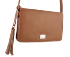 Cellini Delta Mini Sling Leather Shoulder Bag - Tan