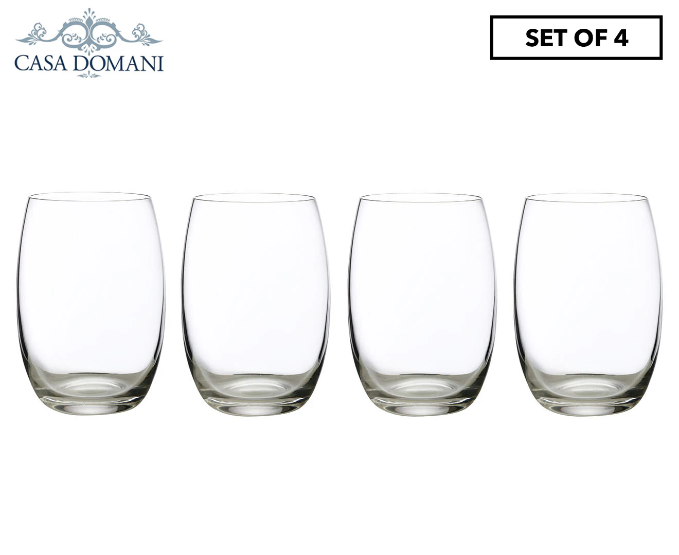 Set of 4 Casa Domani 390mL Chiara Stemless Glass