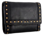 Prairie Rivet French Leather Purse - Black