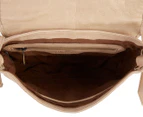 Prairie Woven Flap Sling Leather Shoulder Bag - Beige