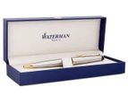 Waterman Expert Ballpoint Pen - Brushed Stainless Steel/Gold Trim