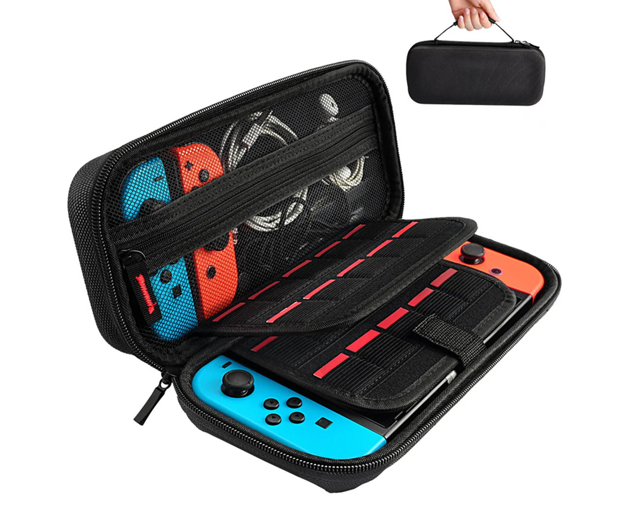 Protective Hard Shell Travel Carrying Case Pouch for Nintendo Switch Console & Accessories-Black