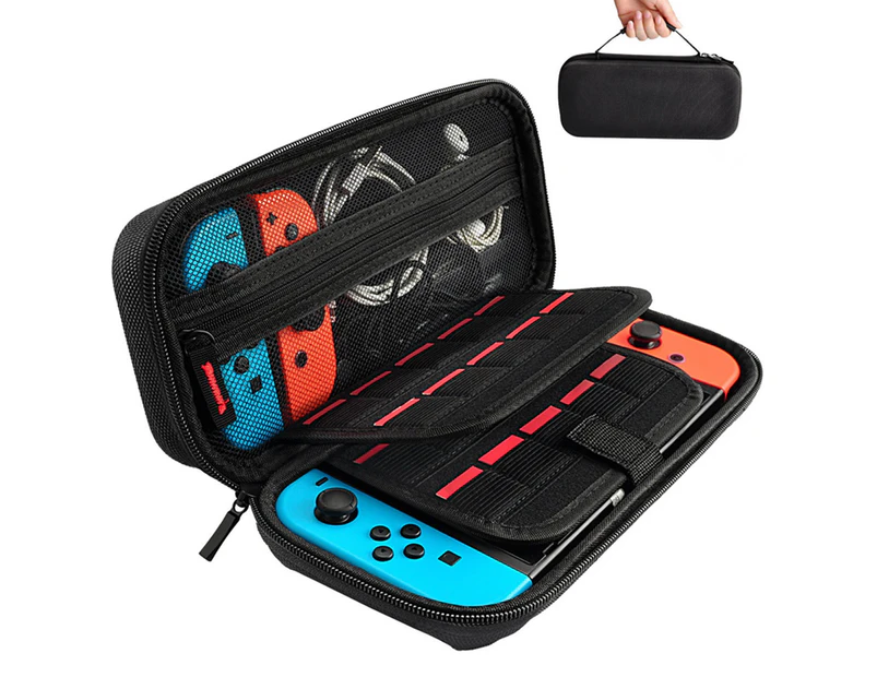 Protective Hard Shell Travel Carrying Case Pouch for Nintendo Switch Console & Accessories-Black