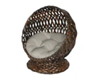 Abel Outdoor Indoor Wicker Poly Rattan Pet Bed Hooded Cat Basket With Cushion - Brown