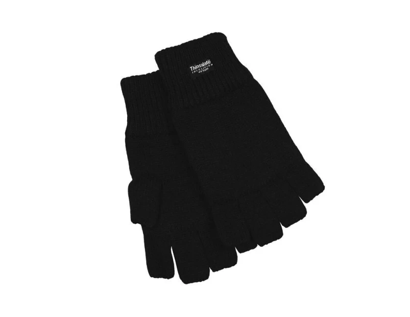 Dents 3M Thinsulate Women's Fingerless Knit Gloves Polar Insulation Thermal - Black