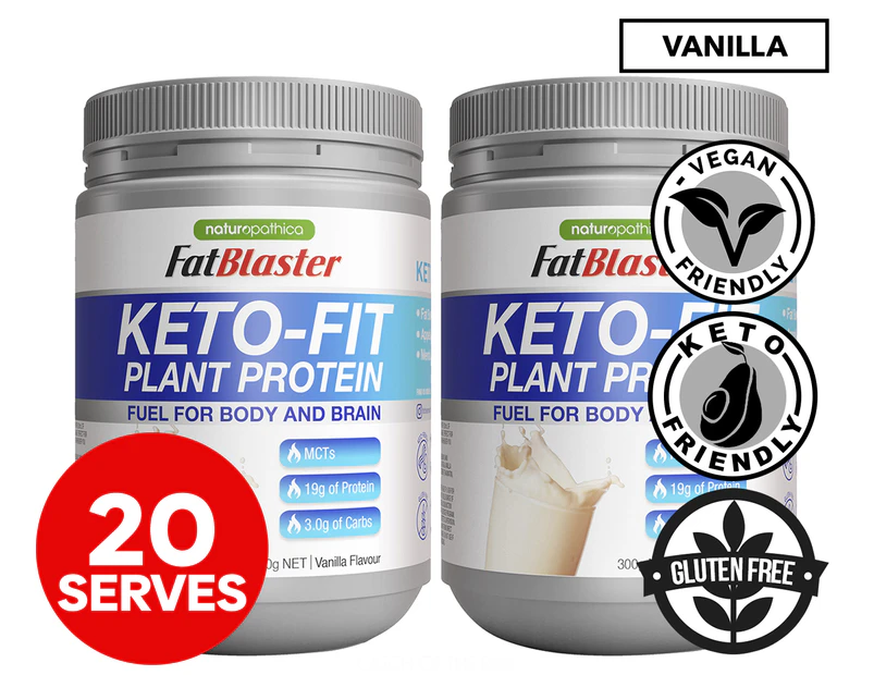 2 x FatBlaster Keto-Fit Plant Protein Shake Vanilla 300g / 20 Serves