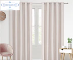 Sherwood Home Faux Linen 100% Blockout Eyelet Curtain Pair - Porcelain
