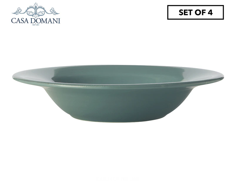 Set of 4 Casa Domani 25cm Portofino Rimmed Soup Bowls - Blue