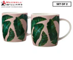 Set of 2 Maxwell & Williams 380mL Haven Banana Leaf Mug - Pink