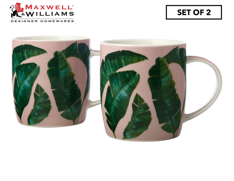 Set of 2 Maxwell & Williams 380mL Haven Banana Leaf Mug - Pink
