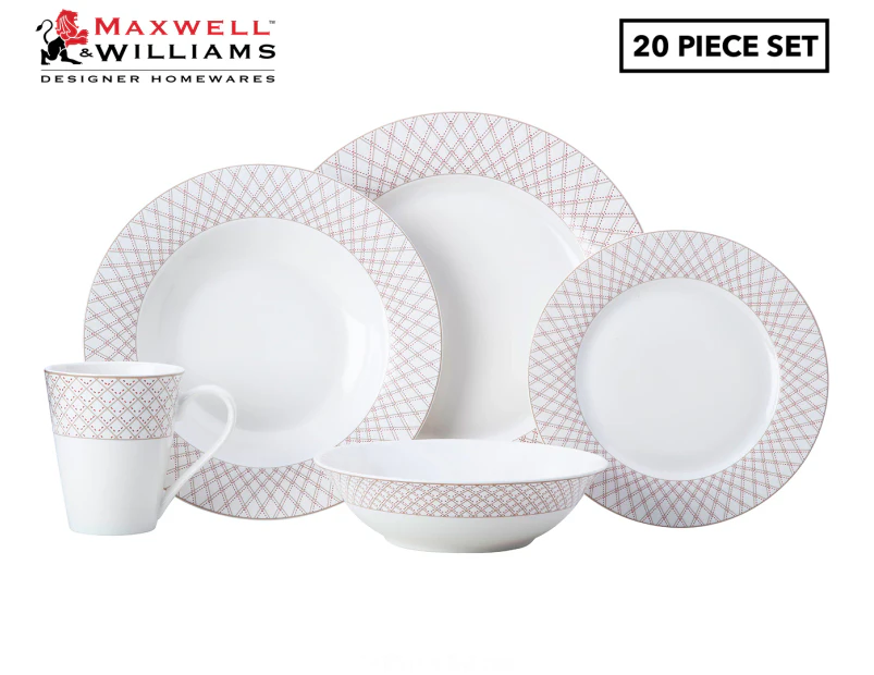 Maxwell & Williams 20-Piece Jewel Rim Dinner Set - Ruby