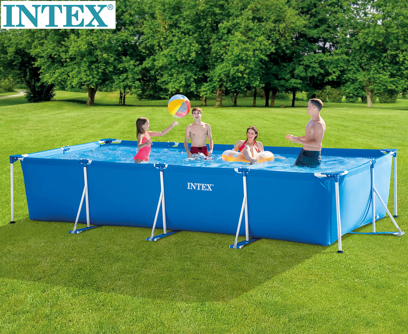 Intex 4.5mx2.2m Rectangular Frame & Pool Set w/ Filter Pump Swimming Outdoors 6+