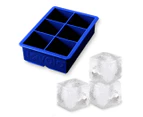 Tovolo Set of 2 King Cube Ice Tray 6 Small Square Cubes Mould Easy Release Blue