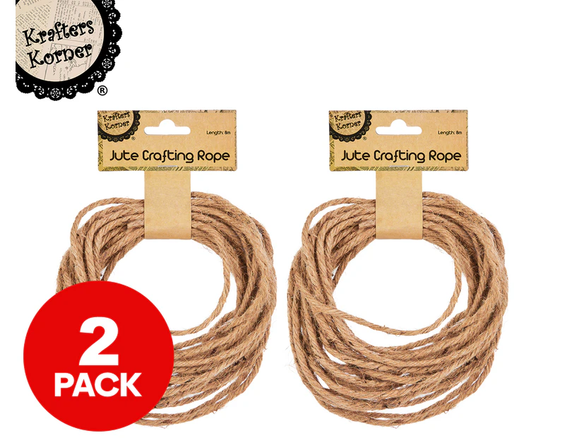 2 x Krafters Korner 8m Jute Crafting Rope