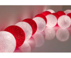 3M 20 LED Red White 5cm Cotton Ball Battery String Lights Christmas Gift  Home Wedding Party Bedroom Decoration Outdoor Indoor Table Centrepiece