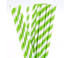 100 Pack - Green White Hoop Biodegradeable Straws - 100% Natural Organic Eco Friendly Drinking Straws - Alternative to Plastic Throw Away