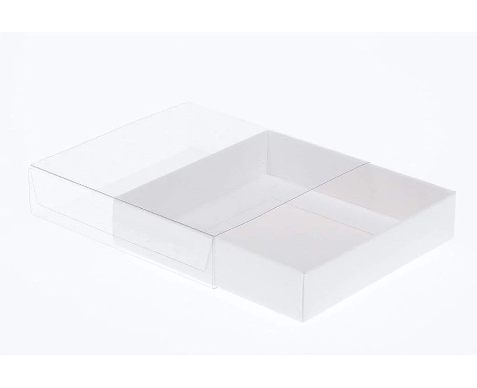 20 Pack - White Square Invitation Cookie Product Presentation Packaging Gift Box - 10cm square x 4cm deep with Clear Slide On Lid