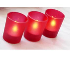 5 Pack - Red Frosted Cylinder Glass Tea Light Votive Candle Holder 6.5cm Table Room Decoration