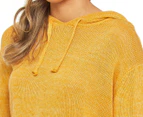 All About Eve Women's Solid Knitted Hoodie - Bright Gold
