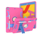 WIWU A-Robot iPad Case Rugged Heavy Duty Anti-fall Shockproof Stand Case For 8th/7th Gen iPad 10.2 2019/2020-Rose Red&Blue