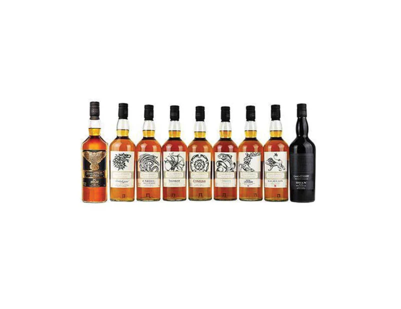 Game of Thrones Single Malts Bundle of 9 Whiskies incl New Six Kingdoms - Mortlach 15 YO with BONUS Original Game of Thrones Board