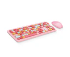 Ymall Wireless Keyboard and Mouse Combo 2.4GHz Full-Size Compact with Numeric Keypad for Laptop/PC - Round Keycaps (Pink)