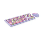 Ymall Wireless Keyboard and Mouse Combo 2.4GHz Full-Size Compact with Numeric Keypad for Laptop/PC - Round Keycaps (Purple)