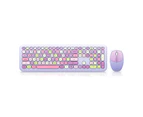 Ymall Wireless Keyboard and Mouse Combo 2.4GHz Full-Size Compact with Numeric Keypad for Laptop/PC - Round Keycaps (Purple)