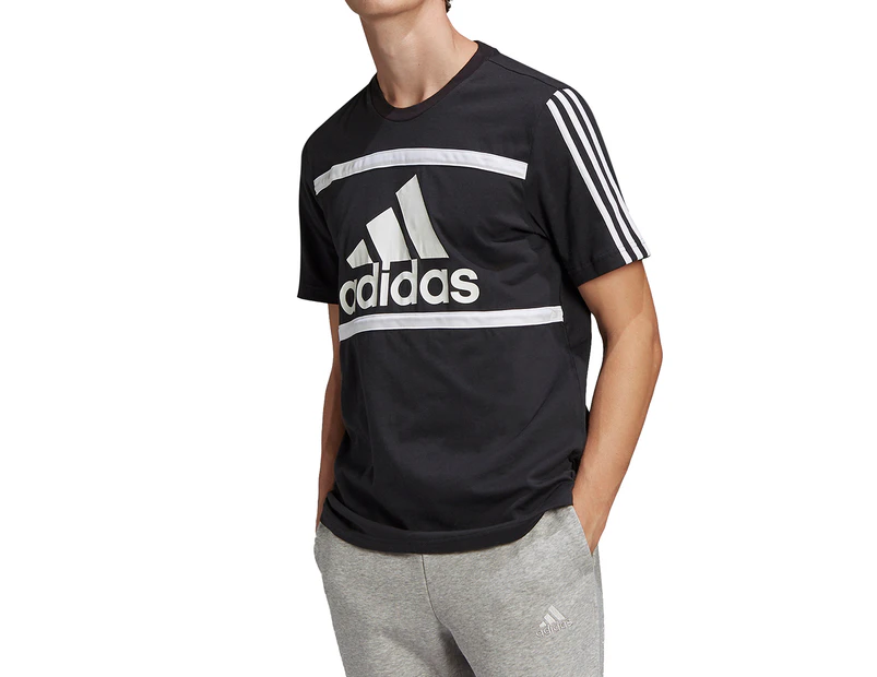 Adidas Men's Essentials Logo Colourblock Tee / T-Shirt / Tshirt - Black