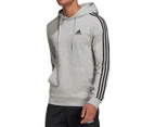 Adidas Men's Essentials 3-Stripes Hoodie - Grey/Black