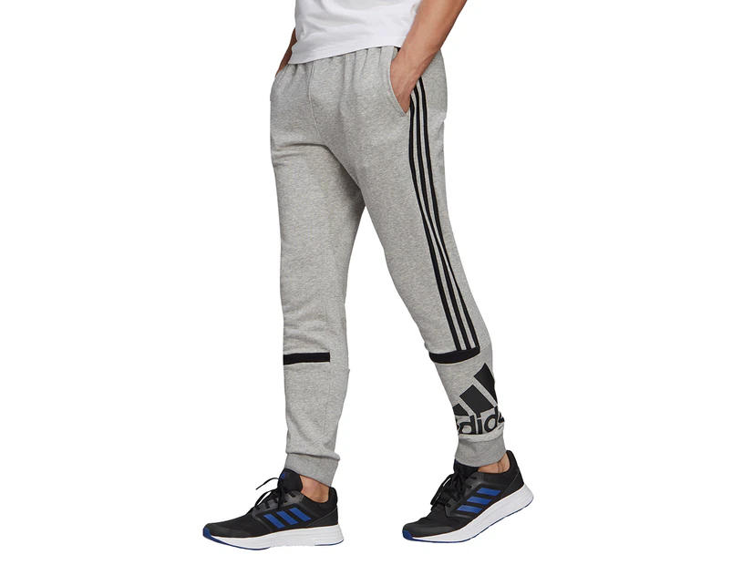 Adidas Men's Essentials Logo Colourblock Cuff Pants / Trackpants - Grey