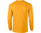 Gildan Mens Plain Crew Neck Ultra Cotton Long Sleeve T-Shirt (Gold) - BC477