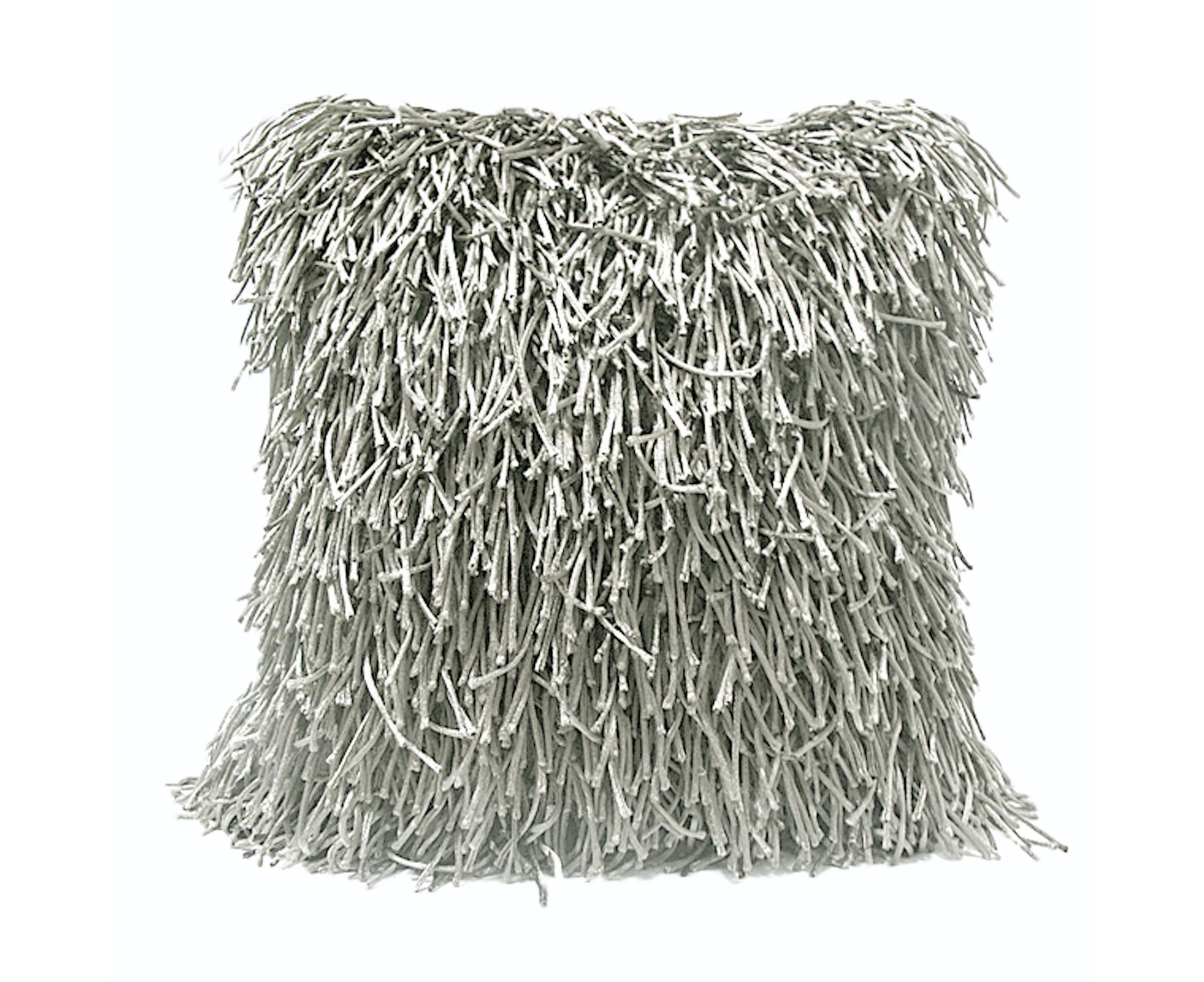 Morocco Shaggy Filled Cushion - Silver