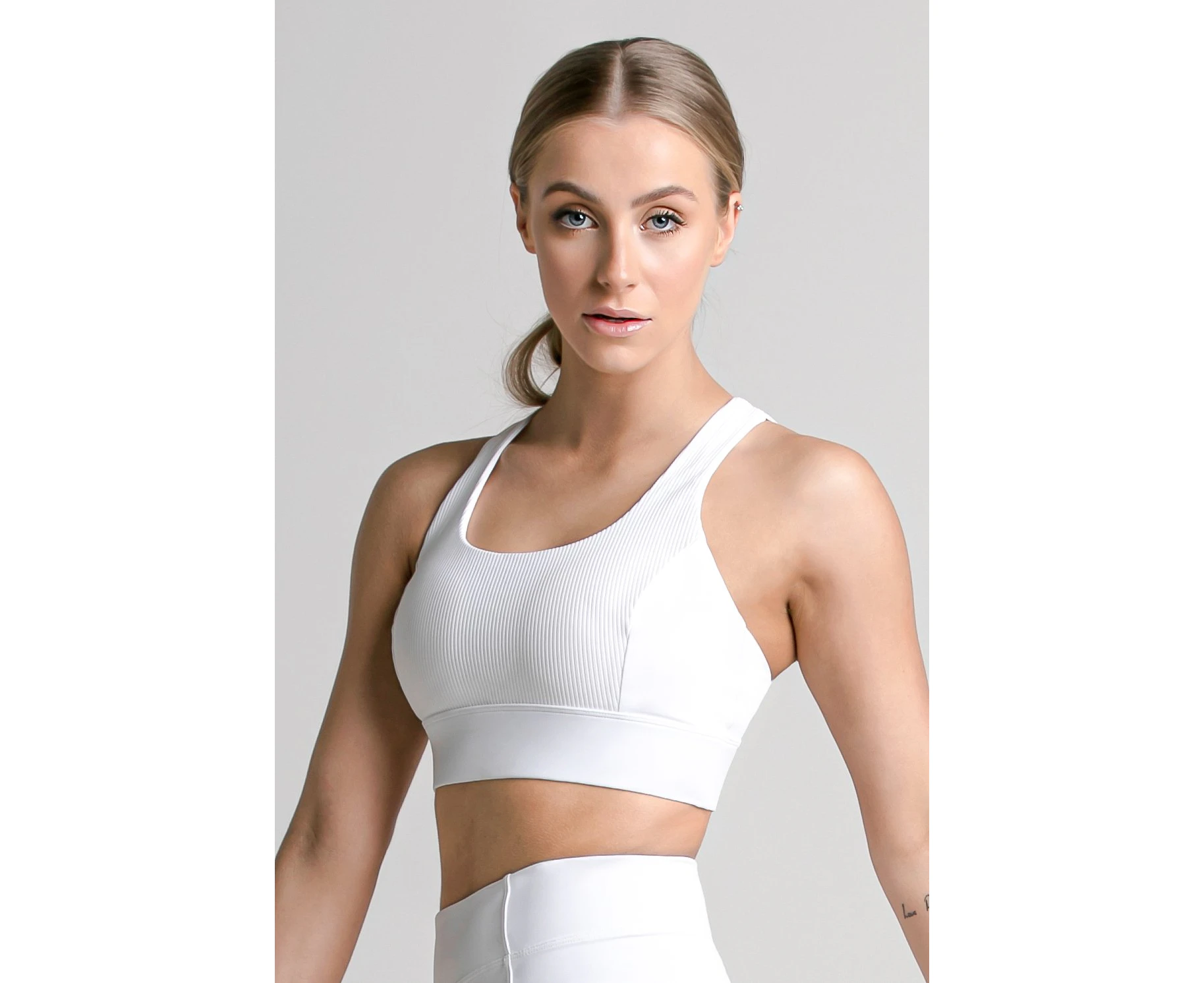 Wrapdrive   Women's Plush Ribbed Sports Bra: Snow White