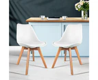 Set of 2 Padded Dining Chair - White