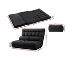 Lounge Sofa Bed 2-seater Floor Folding Suede Charcoal