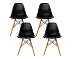 Set of 4 Retro Beech Wood Dining Chair - Black