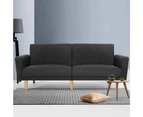 Sofa Bed Lounge 3 Seater Futon Couch Wood Furniture Dark Grey Fabric 193cm